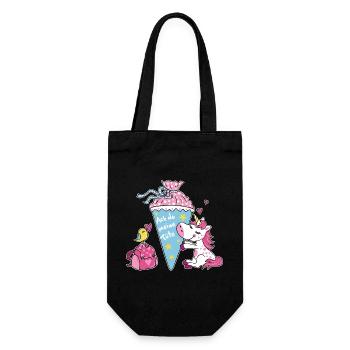 Einschulung Einhorn. Ach du meine Tüte! - Geschenkbeutel für Flaschen - Schwarz - Vorne