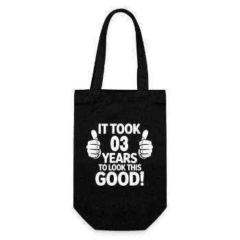 Conception de t-shirt de célébration du 3e anniversaire - Sac à bouteille - noir - Devant