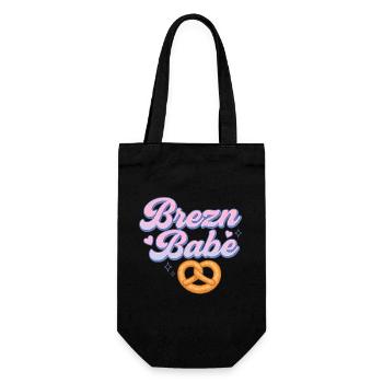 brezn babe / Brezel / Bayern girl - Geschenkbeutel für Flaschen - Schwarz - Vorne
