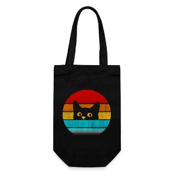 Retro Vintage Cat Hiding - T-shirt mignon pour les amoureux des chats - Sac à bouteille - noir - Devant
