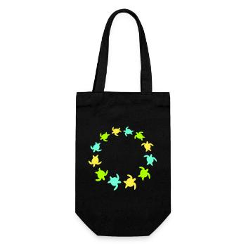 Many Turtles Circle Ring Colorful Round Silhouette - Gift Bag for Bottles - black - Front