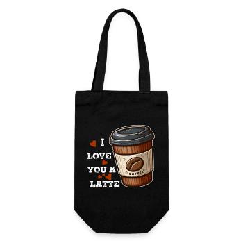 Ich liebe einen Latte - Geschenkbeutel für Flaschen - Schwarz - Vorne