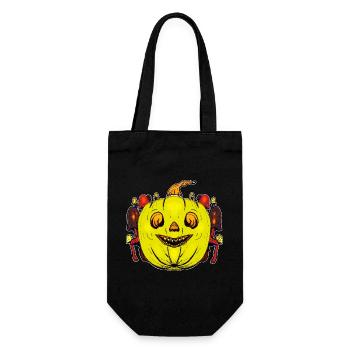 Grinning pumpkin with mushroom frame - Gift Bag for Bottles - black - Front