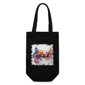 Farbenfrohe Musiknoten Kunstmotiv - Geschenkbeutel für Flaschen - Schwarz - Vorne