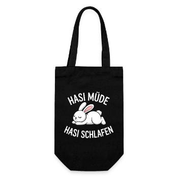 Hasi Müde Hasi Schlafen Hase - Geschenkbeutel für Flaschen - Schwarz - Vorne