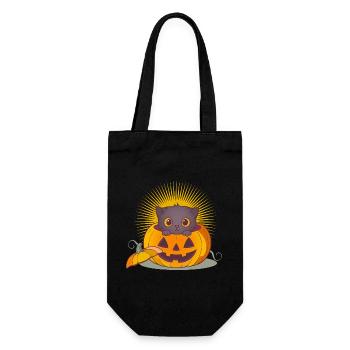Halloween Cat in the Pumpkin: Sweet Scary Fun - Gift Bag for Bottles - black - Front