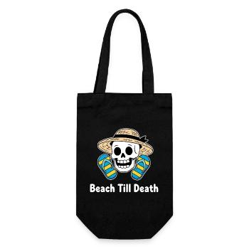 Beach Till Death Skelett mit Hut - Geschenkbeutel für Flaschen - Schwarz - Vorne