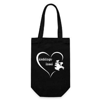 Liebingsinsel Rügen Herz-Design - Geschenkbeutel für Flaschen - Schwarz - Vorne