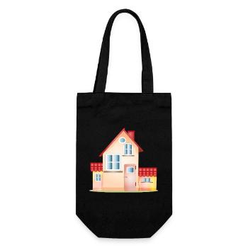 Colorful House – Friendly Home Motif - Gift Bag for Bottles - black - Front