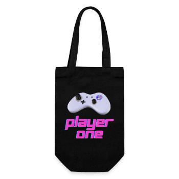 Neon Retro Controller Spieler Eins - Geschenkbeutel für Flaschen - Schwarz - Vorne