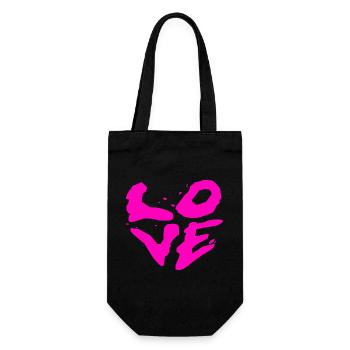 Art rose en forme de cœur d’amour en graffiti - Sac à bouteille - noir - Devant