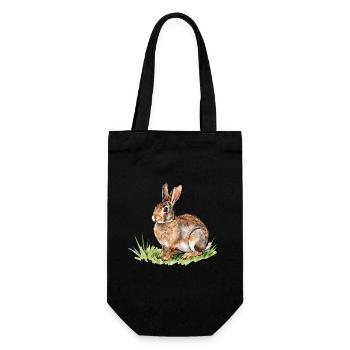 Watercolor Hare in the Grass - Gift Bag for Bottles - black - Front