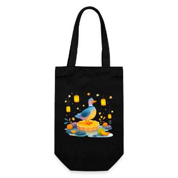 Ente auf Zitrusscheibe - Geschenkbeutel für Flaschen - Schwarz - Vorne
