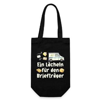 Paketzusteller EIN LÄCHEIN FÜR DEN BRIEFTRÄGER - Geschenkbeutel für Flaschen - Schwarz - Vorne