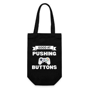 Good button press saying - Gift Bag for Bottles - black - Front