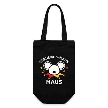 Karnevalsmaus Süßes Faschings-Motiv Geschenk - Geschenkbeutel für Flaschen - Schwarz - Vorne