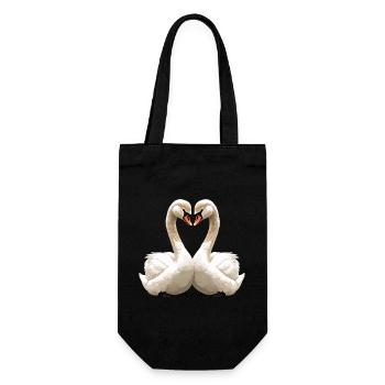 Swan Heart Silhouette - Gift Bag for Bottles - black - Front