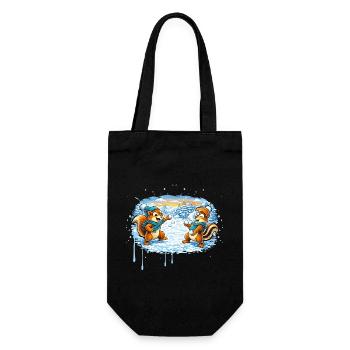 Funny snowball fight with chipmunks - Gift Bag for Bottles - black - Front