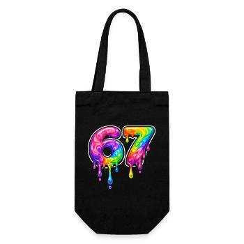 67 Six Seven Meme Gen Alpha Slang - Gift Bag for Bottles - black - Front