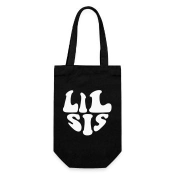 Lil Sis Herz-Logo – Schwester – Anpassbare Farbe - Geschenkbeutel für Flaschen - Schwarz - Vorne