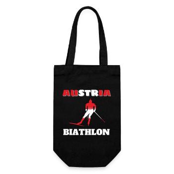Biathlet Silhouette Rot Weiß Österreich - Geschenkbeutel für Flaschen - Schwarz - Vorne