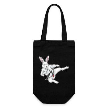 Hase Karate Kampfsport - Geschenkbeutel für Flaschen - Schwarz - Vorne