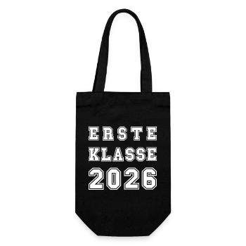 ERSTE KLASSE 2026 - Collegestyle cool Einschulung - Geschenkbeutel für Flaschen - Schwarz - Vorne