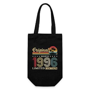 30th Birthday Gift Husband Wife March 1996 - Gift Bag for Bottles - black - Front