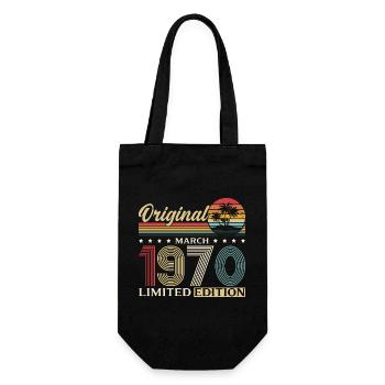 56th Birthday Gift Husband Wife March 1970 - Gift Bag for Bottles - black - Front