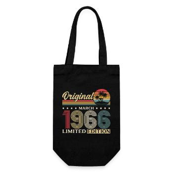 60th Birthday Gift Husband Wife March 1966 - Gift Bag for Bottles - black - Front