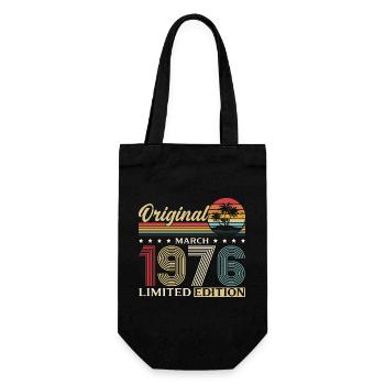 50th Birthday Gift Husband Wife March 1976 - Gift Bag for Bottles - black - Front