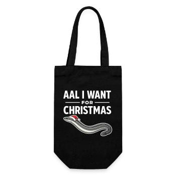 Aal I Want For Christmas – Funny Eel Shirt - Gift Bag for Bottles - black - Front