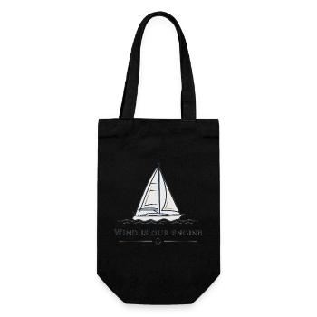 Wind Is Our Engine – Sailing Sailboat - Gift Bag for Bottles - black - Front