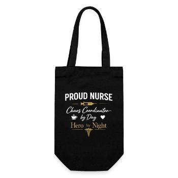 Proud Nurse - Hero by Night Motiv - Geschenkbeutel für Flaschen - Schwarz - Vorne