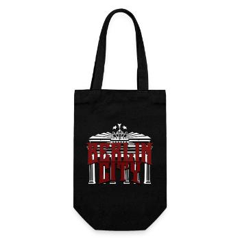 Berlin City lettering with Brandenburg Gate - Gift Bag for Bottles - black - Front