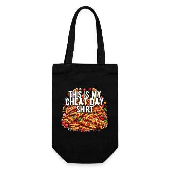 Cheat Day Pizza GYM Body Building Nutrition Funny - Gift Bag for Bottles - black - Front
