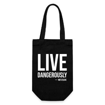 Live Dangerously Nietzsche Quote Tee - Gift Bag for Bottles - black - Front