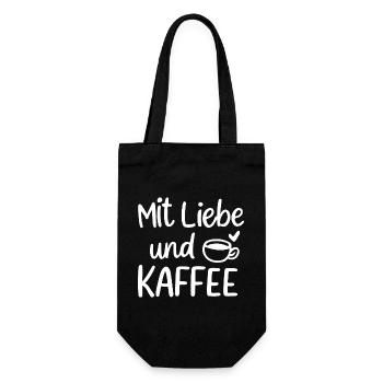 Mit Liebe und Kaffee Illustration Morgenmuffel - Geschenkbeutel für Flaschen - Schwarz - Vorne