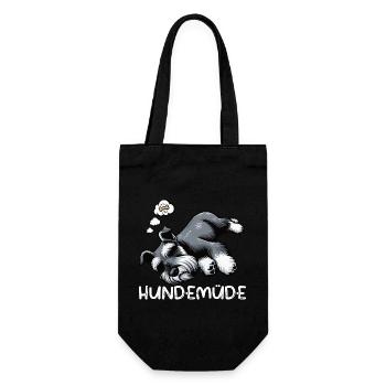 Hundemüde Schnauzer Riesenschnauzer Schnauzerhund - Geschenkbeutel für Flaschen - Schwarz - Vorne