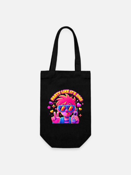 Neon Party Punk Pixel 2001 - Geschenkbeutel für Flaschen - Schwarz