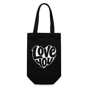 Love You Herzdesign Typo - Geschenkbeutel für Flaschen - Schwarz - Vorne