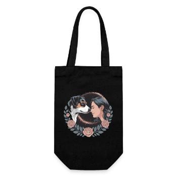 Woman And Dog Nose To Nose With Rosary - Gift Bag for Bottles - black - Front