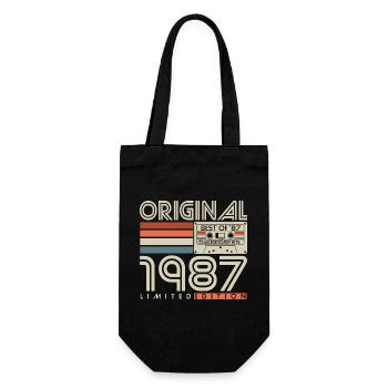 Cadeau d’anniversaire rétro vintage 1987 - Sac à bouteille - noir - Devant