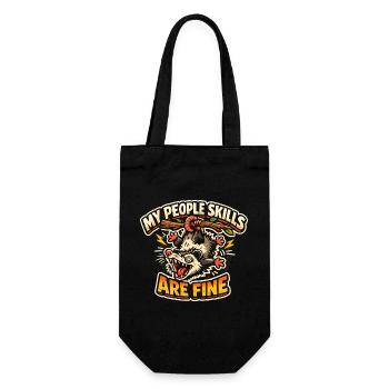 My Social Skills Are Fine – Cartoon Hedgehog - Gift Bag for Bottles - black - Front