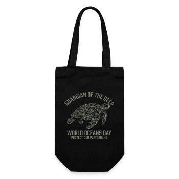 Guardian of the Deep – World Oceans Day Turtle - Gift Bag for Bottles - black - Front