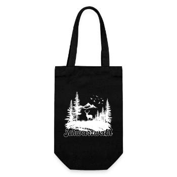 Schwarzwald Hirsch Natur Wander Motiv - Geschenkbeutel für Flaschen - Schwarz - Vorne