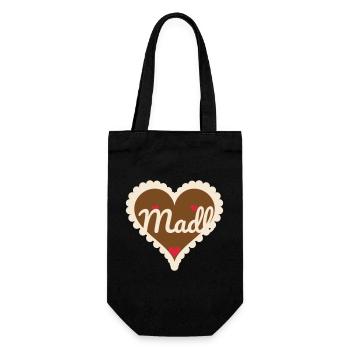 Madl Lebkuchenherz - Bayrisches Volksfest Dirndl - Geschenkbeutel für Flaschen - Schwarz - Vorne