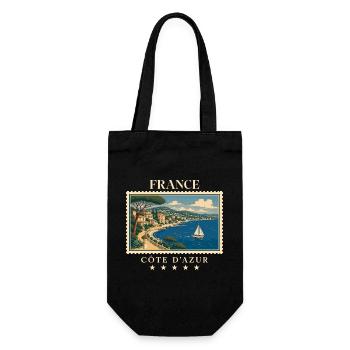 Frankreich Côte d’Azur Vintage Reisemarke - Geschenkbeutel für Flaschen - Schwarz - Vorne