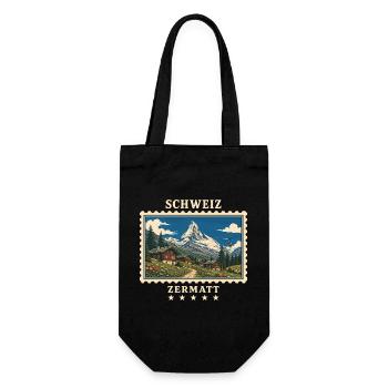 Schweiz Zermatt Vintage Reisemarke - Geschenkbeutel für Flaschen - Schwarz - Vorne