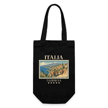 Italien Taormina Vintage Reisemarke - Geschenkbeutel für Flaschen - Schwarz - Vorne